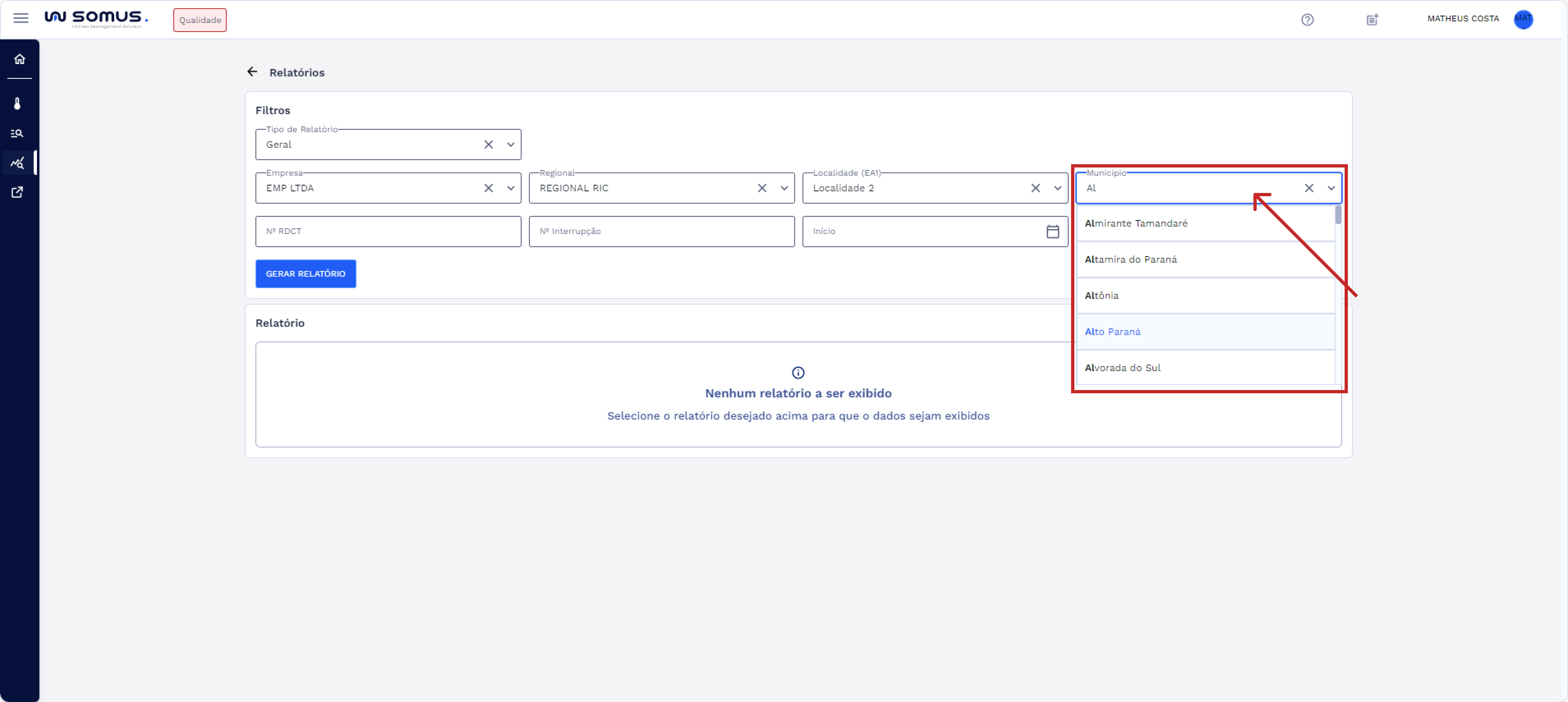 Campo Município - Autocomplete