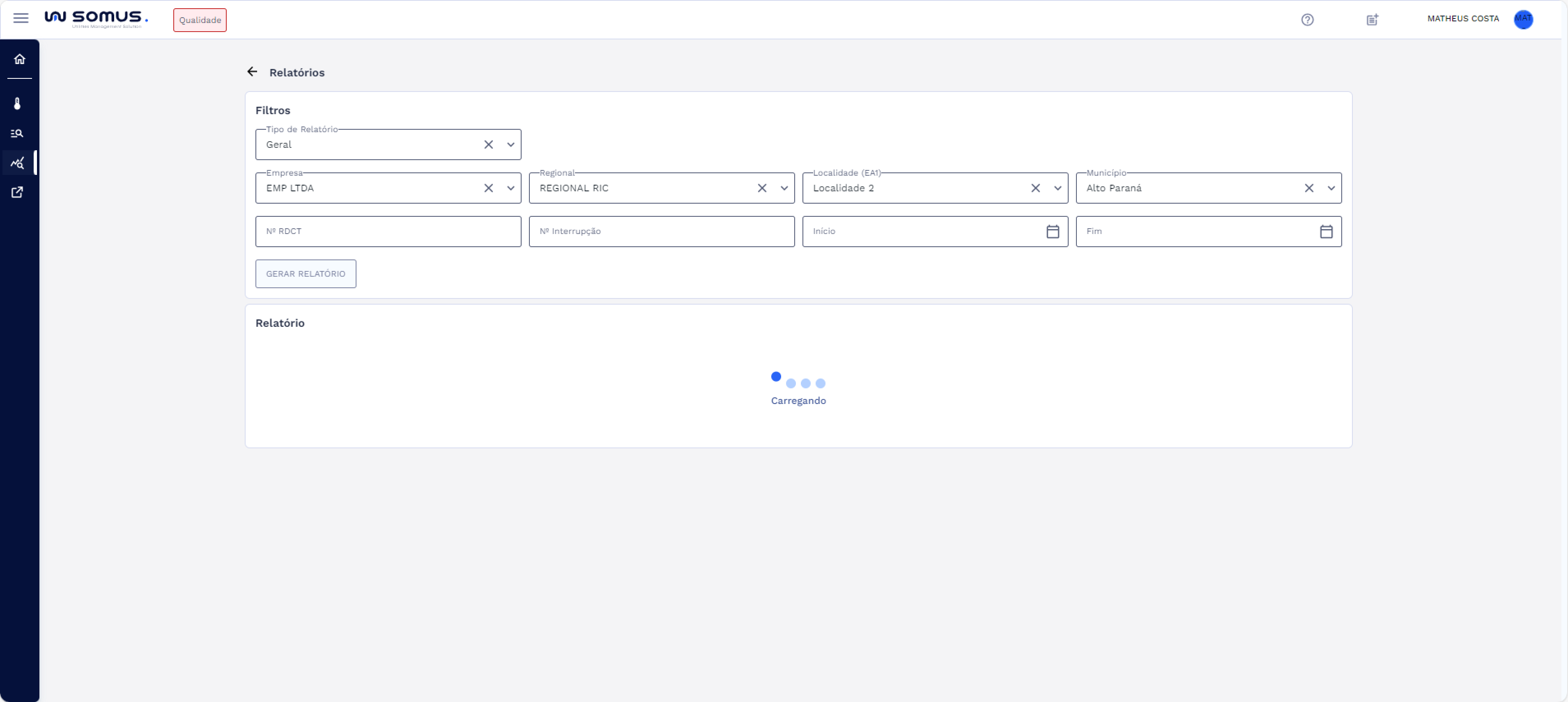 Carregando Informações do Relatório
