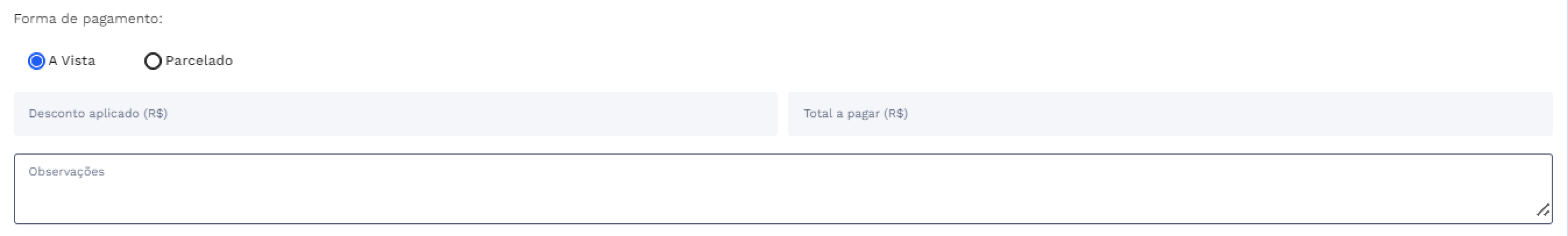 Forma de Pagamento à Vista