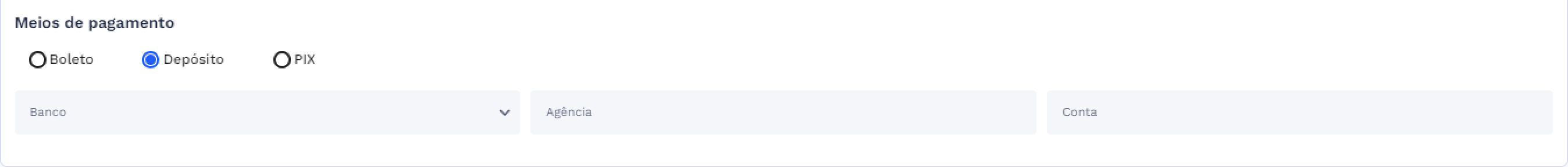 Meios de Pagamento - Depósito