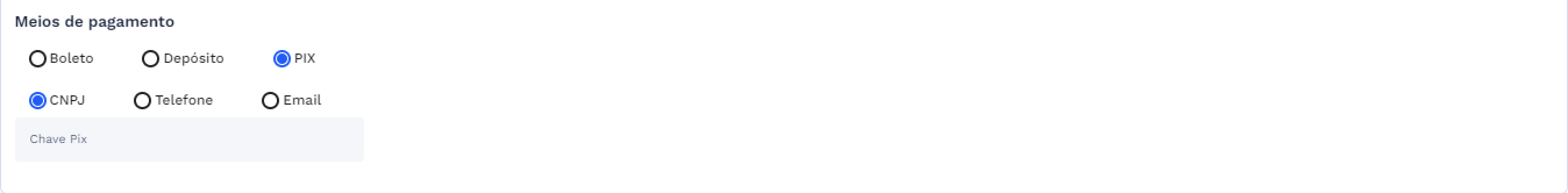 Meios de Pagamento - Pix