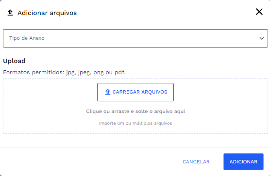 Janela de Adicionar Arquivos
