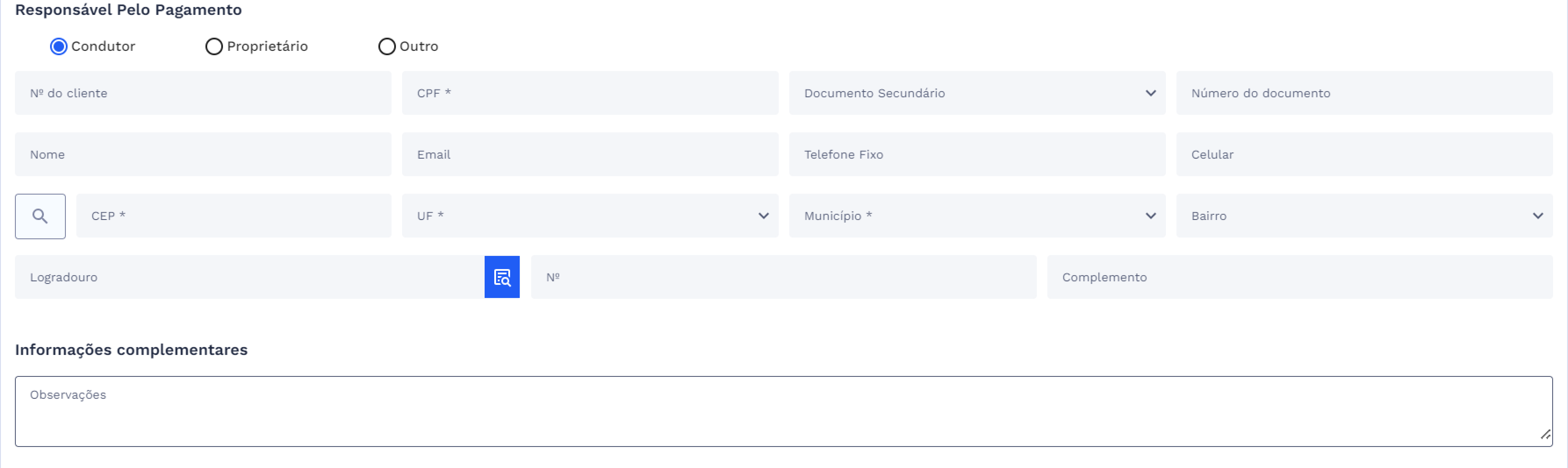 Responsável pelo Pagamento - Condutor