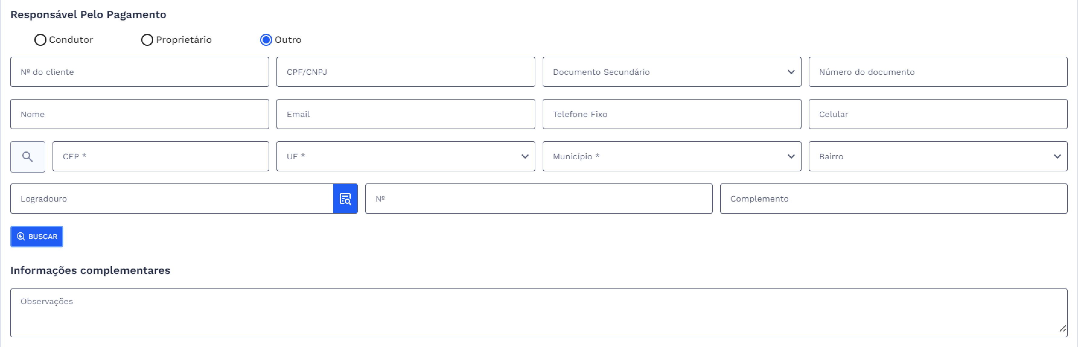 Responsável pelo Pagamento - Outro
