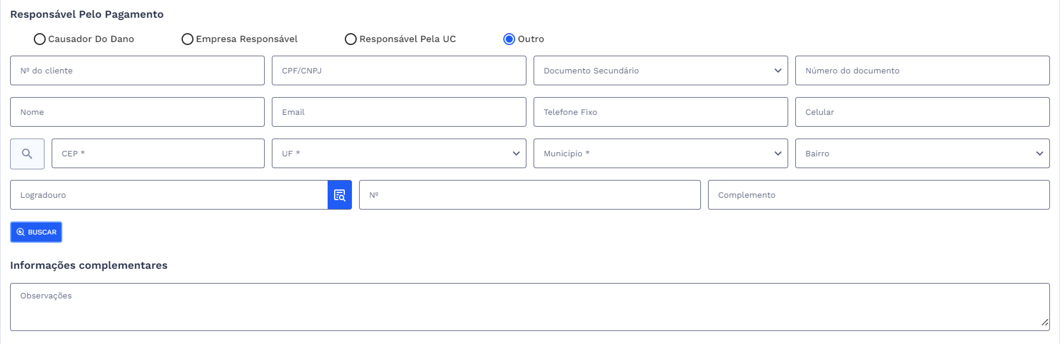 Responsável pelo Pagamento (Outros tipos de Danos – Outro)
