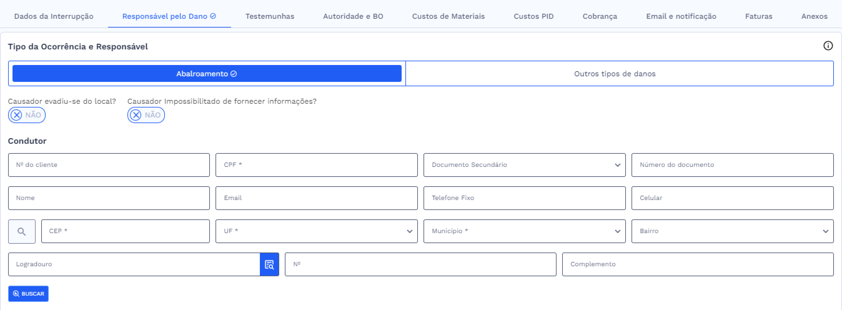 Abalroamento - Card Condutor